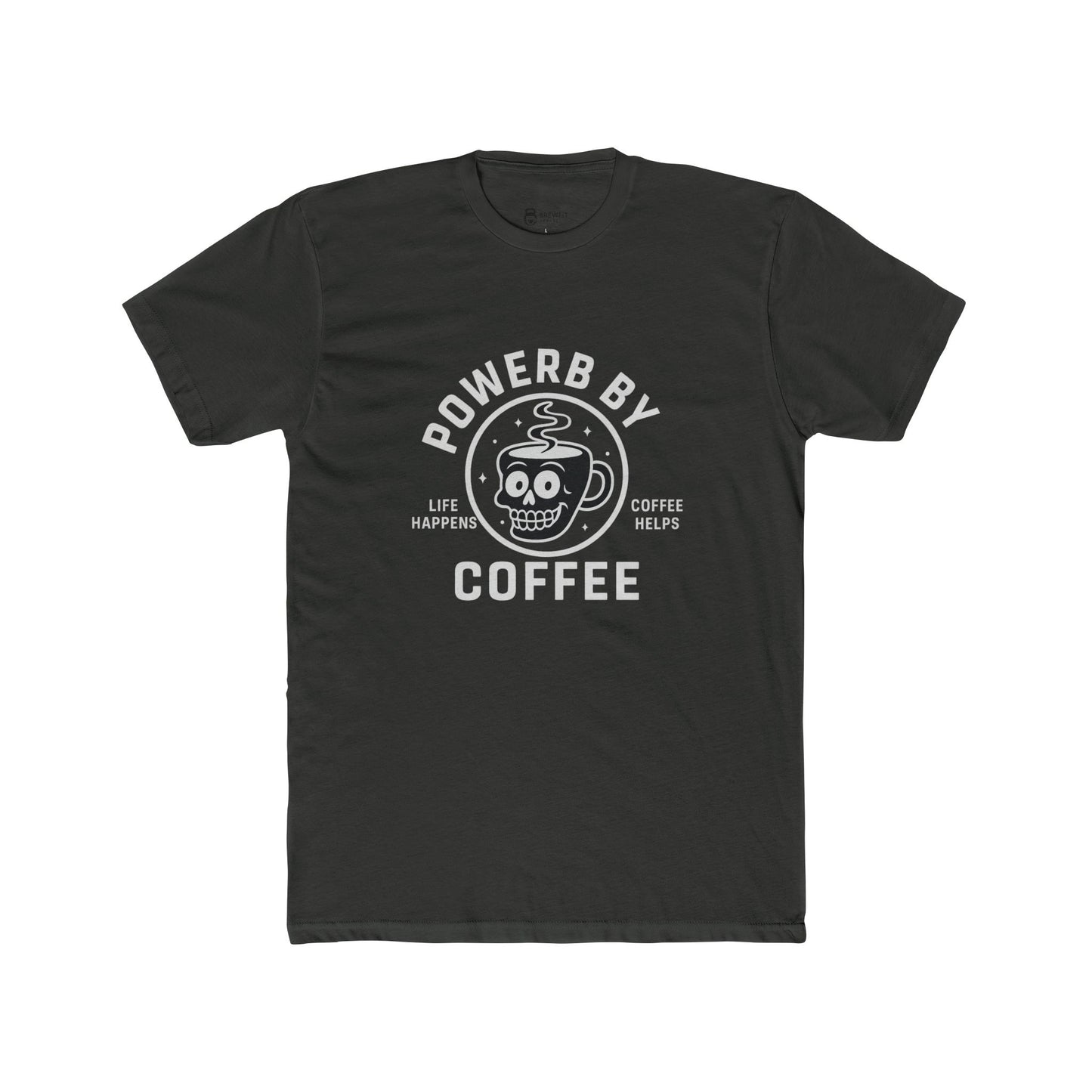Unisex Cotton Crew Tee - Power By Coffee, Funny Coffee Shirt, Gift for Coffee Lovers, Casual Everyday Tee, Unique Graphic Tee