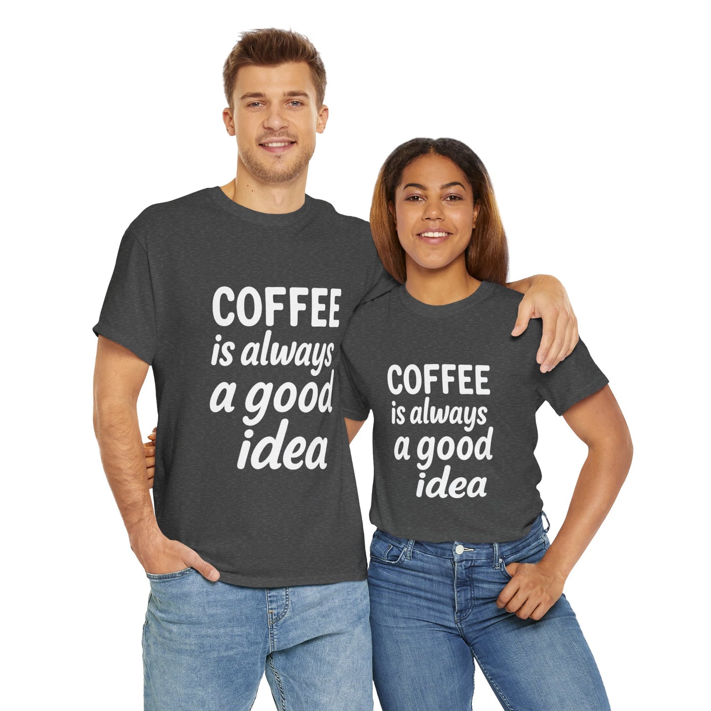Coffee Lovers Unisex Heavy Cotton Tee, Casual Coffee Tee, Coffee Gift Shirt, Funny Statement T-Shirt, Matching Pajama Top