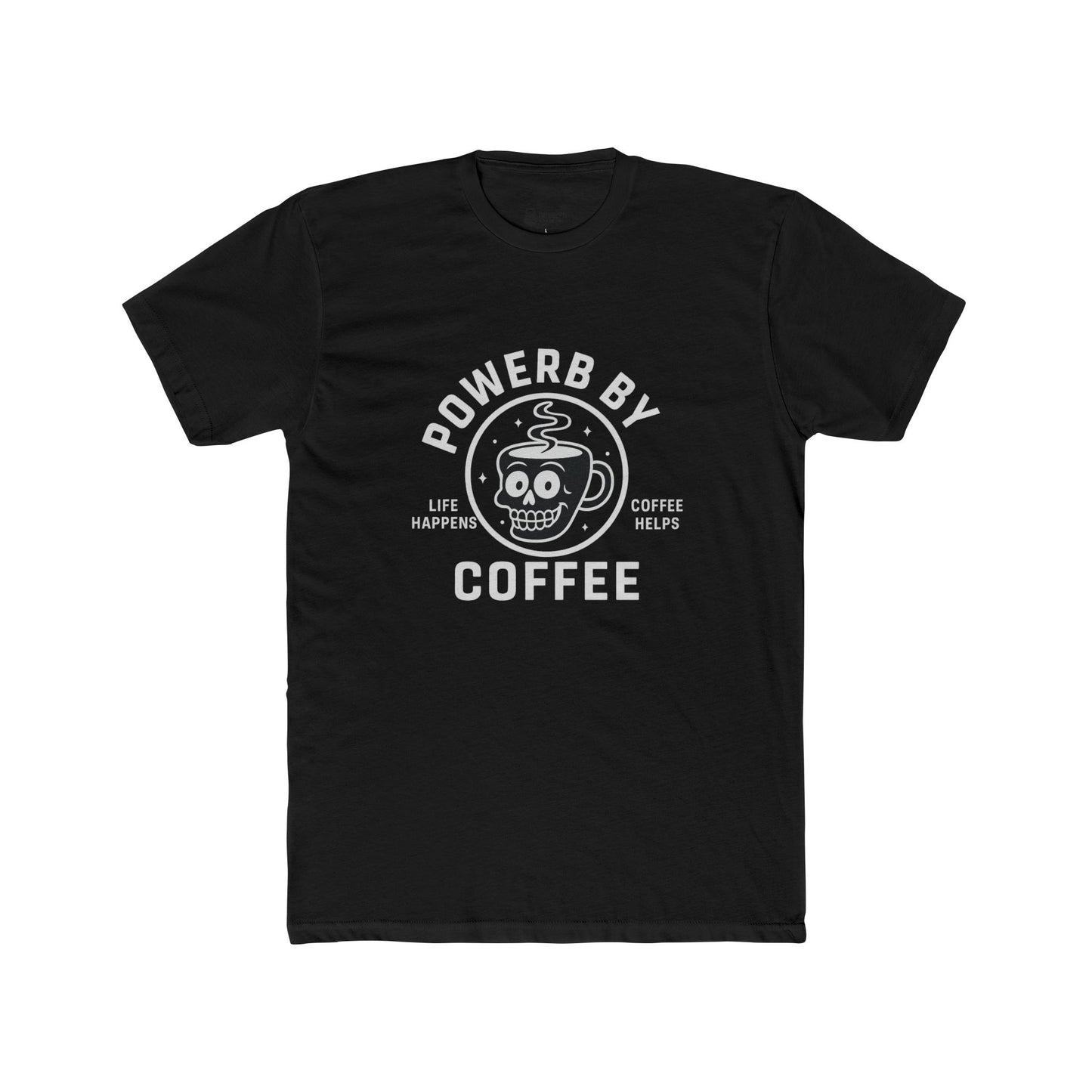 Unisex Cotton Crew Tee - Power By Coffee, Funny Coffee Shirt, Gift for Coffee Lovers, Casual Everyday Tee, Unique Graphic Tee