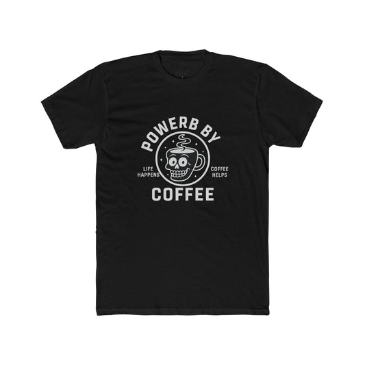 Unisex Cotton Crew Tee - Power By Coffee, Funny Coffee Shirt, Gift for Coffee Lovers, Casual Everyday Tee, Unique Graphic Tee
