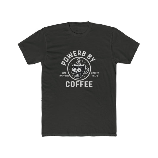 Unisex Cotton Crew Tee - Power By Coffee, Funny Coffee Shirt, Gift for Coffee Lovers, Casual Everyday Tee, Unique Graphic Tee