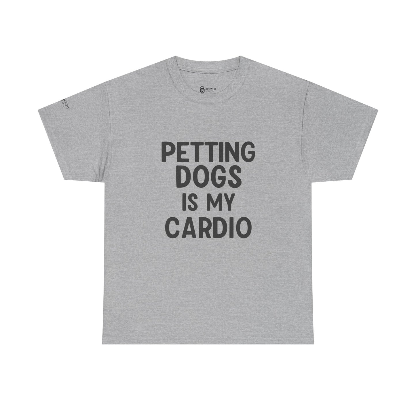 Pet Lover's Heavy Cotton Tee - "Petting Dogs Is My Cardio" Shirt, Dog Lover Gift, Funny Tee, Casual Wear, Pet-Themed Apparel
