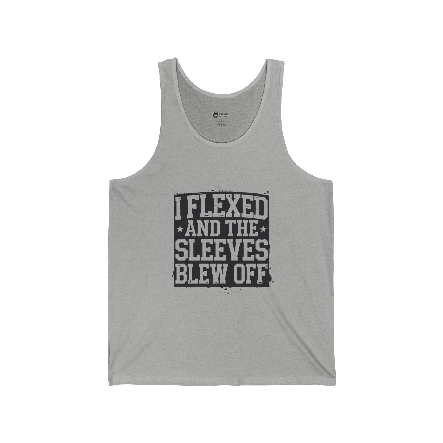 Unisex Jersey Tank - I Flexed and the Sleeves Blew Off, Gym Apparel, Fitness Gift, Workout Clothing, Summer Tank Top, Motivational Wear