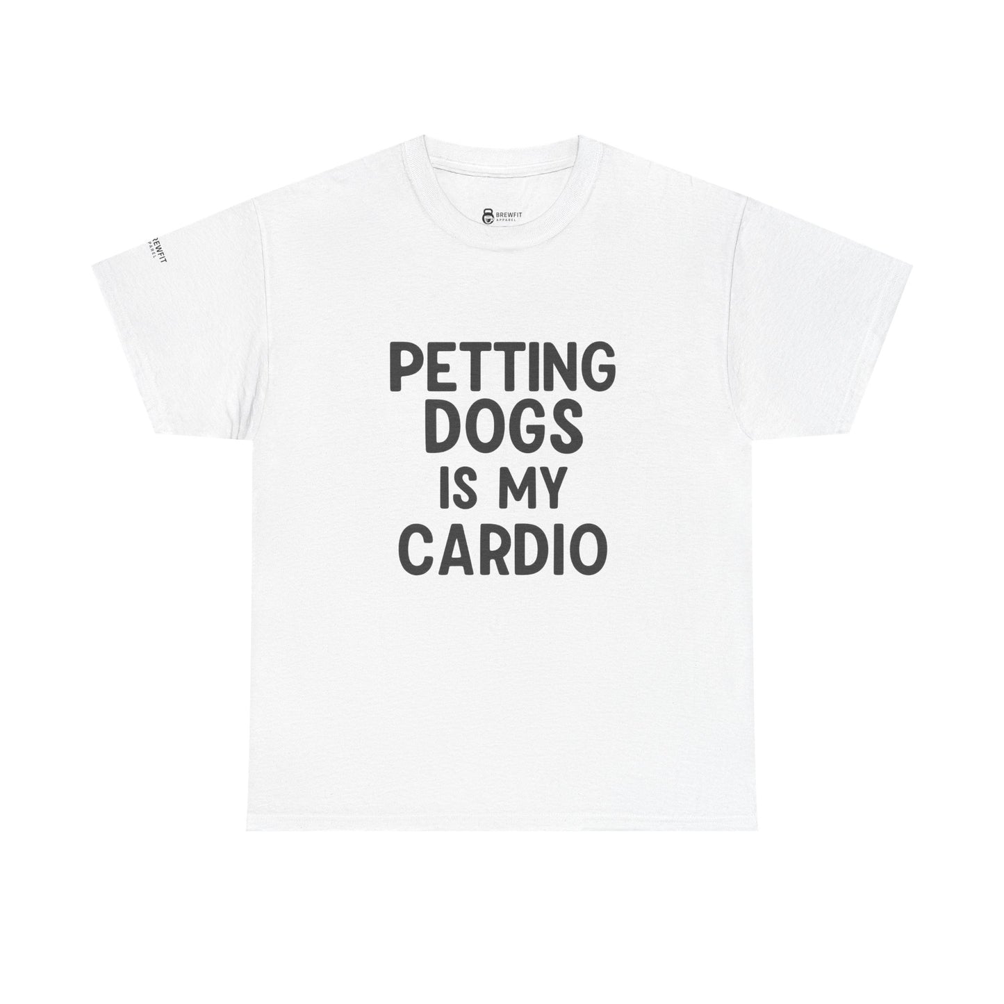 Pet Lover's Heavy Cotton Tee - "Petting Dogs Is My Cardio" Shirt, Dog Lover Gift, Funny Tee, Casual Wear, Pet-Themed Apparel